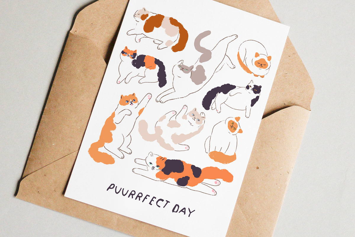 Cute funny cats, doodle drawings set, an Animal Illustration by Good Studio (Photo 5 of 8)