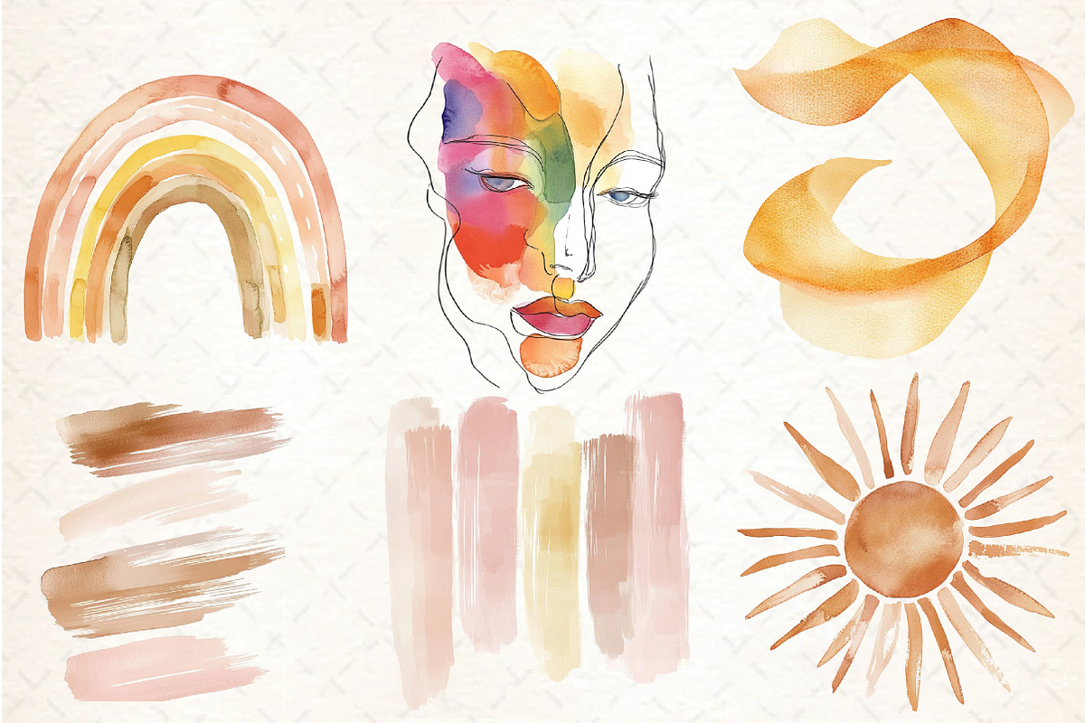 Boho Clipart Set, Abstract, an Illustration by DreamCafeArt (Photo 2 of 5)