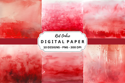 Red Ombre Watercolor Backgrounds, a Background Graphic by PcuDesigns Illustrations