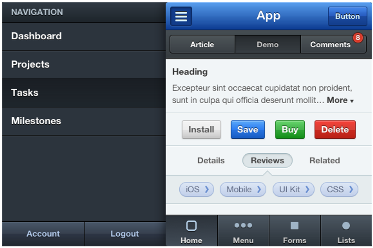 Mobile CSS UI Kit, an UI Kit Template by CSSFlow (Photo 1 of 2)