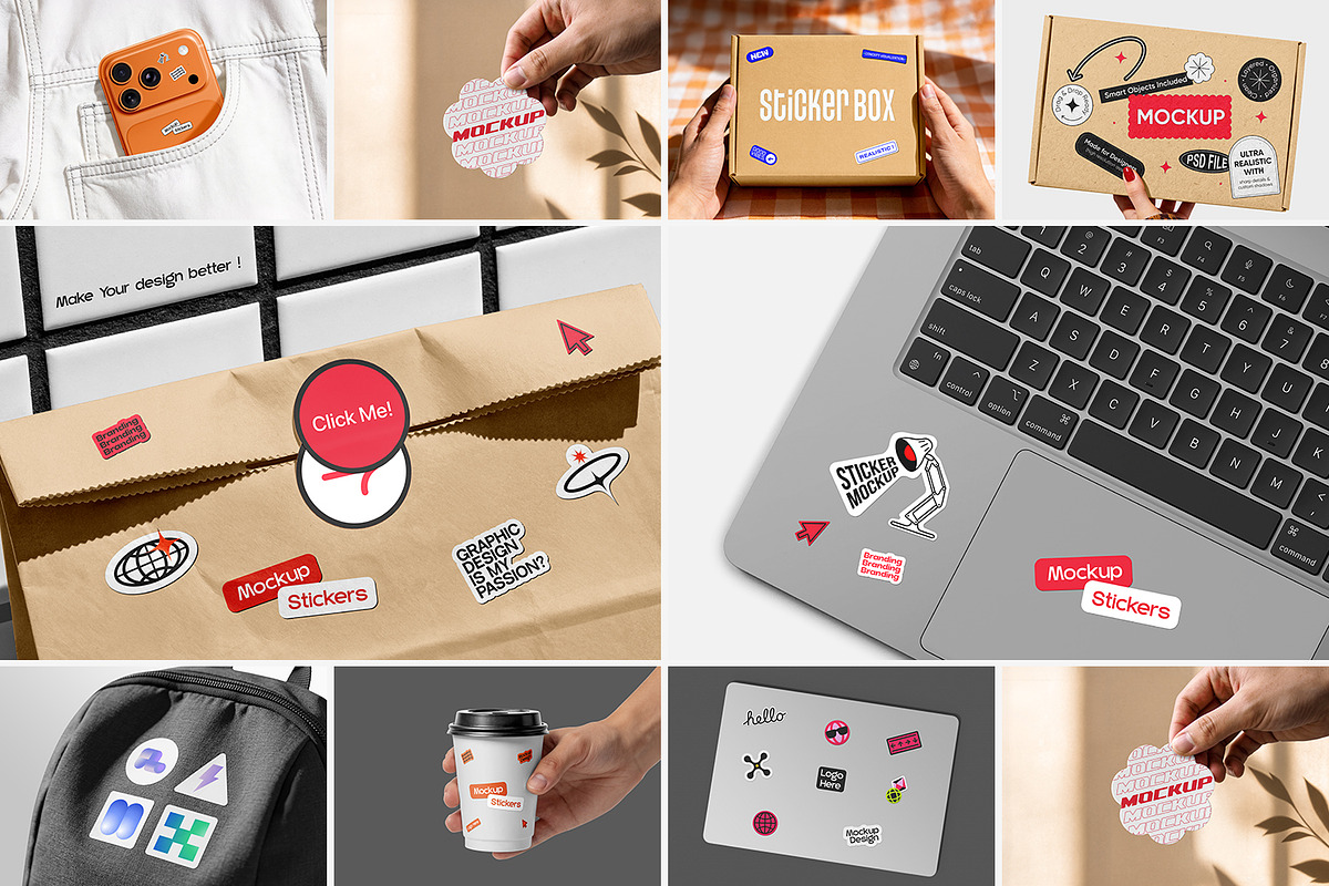Product Sticker Mockups Pack, a Packaging Mockup by RamStudio2 (Photo 2 of 14)