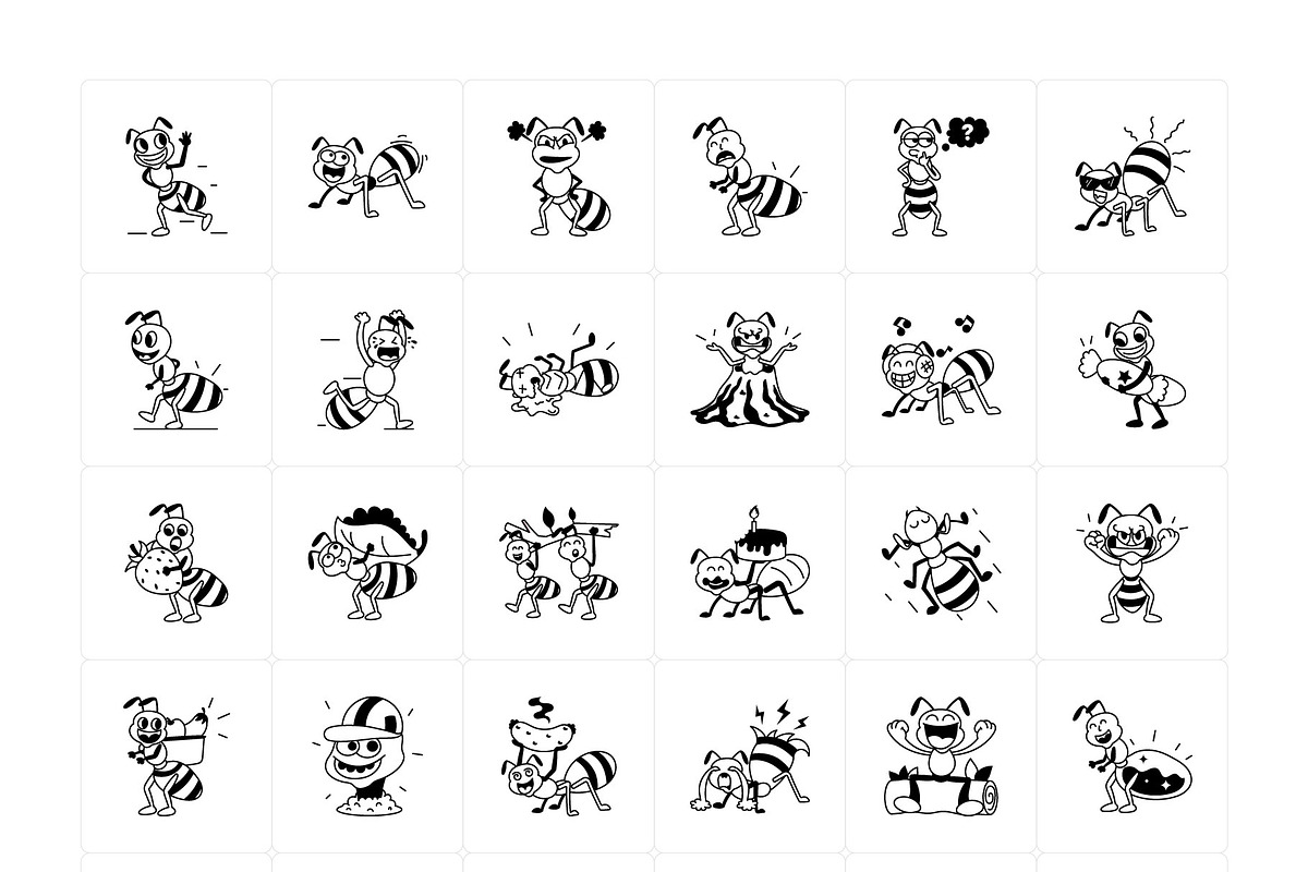 Ant Cartoon Stickers Pack, an Emoji Icon by Vectors Market (Photo 6 of 6)