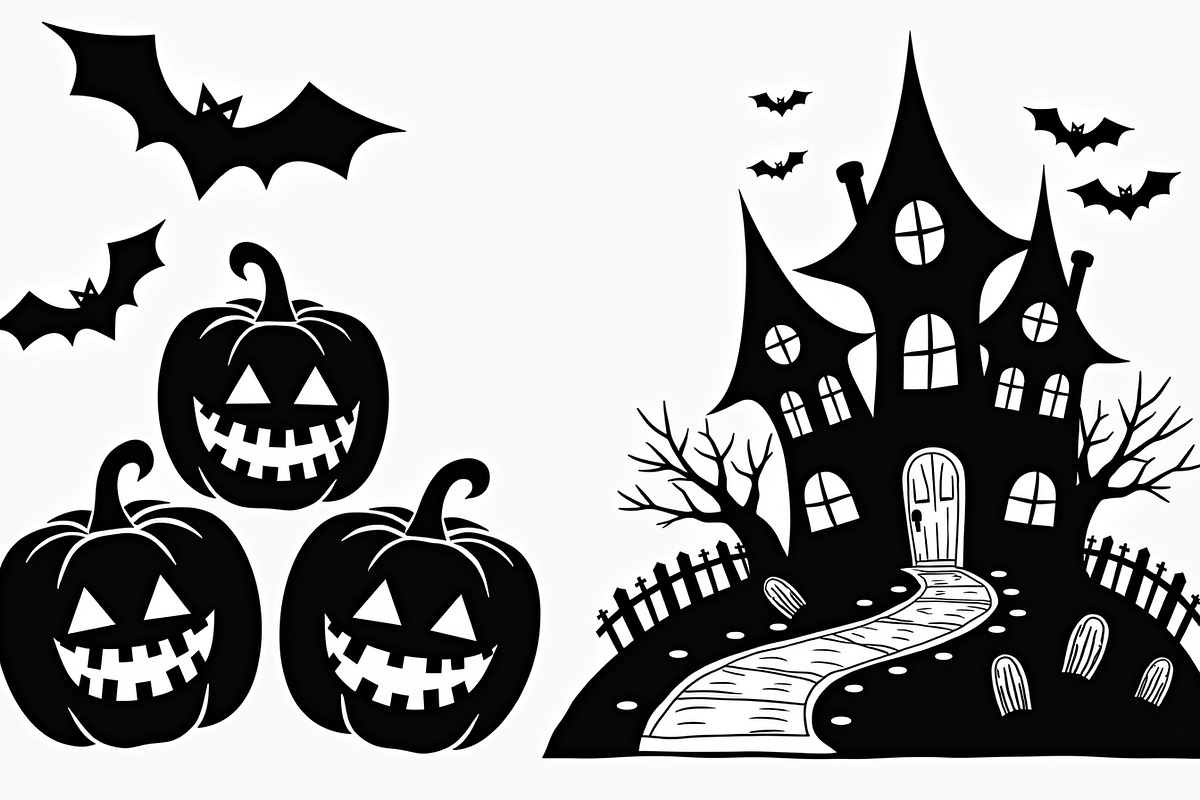 Haunted Halloween Silhouette bundle, an Illustration by hafijul (Photo 7 of 9)
