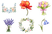Watercolor Spring Flowers Clipart, a Seasonal Illustration by DreamArtGraphic (Thumbnail 3 of 4)