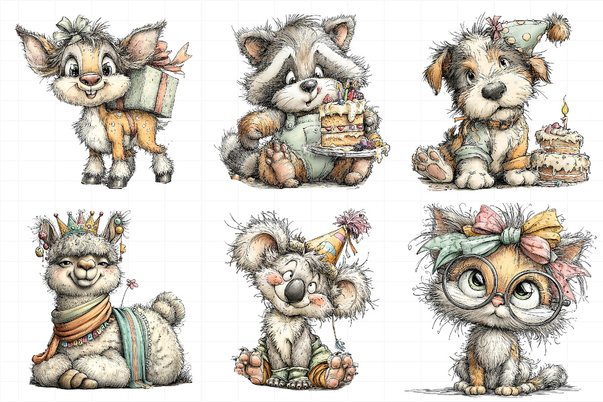 Birthday Animals Clipart, an Illustration by Daily.Designs (Photo 4 of 5)