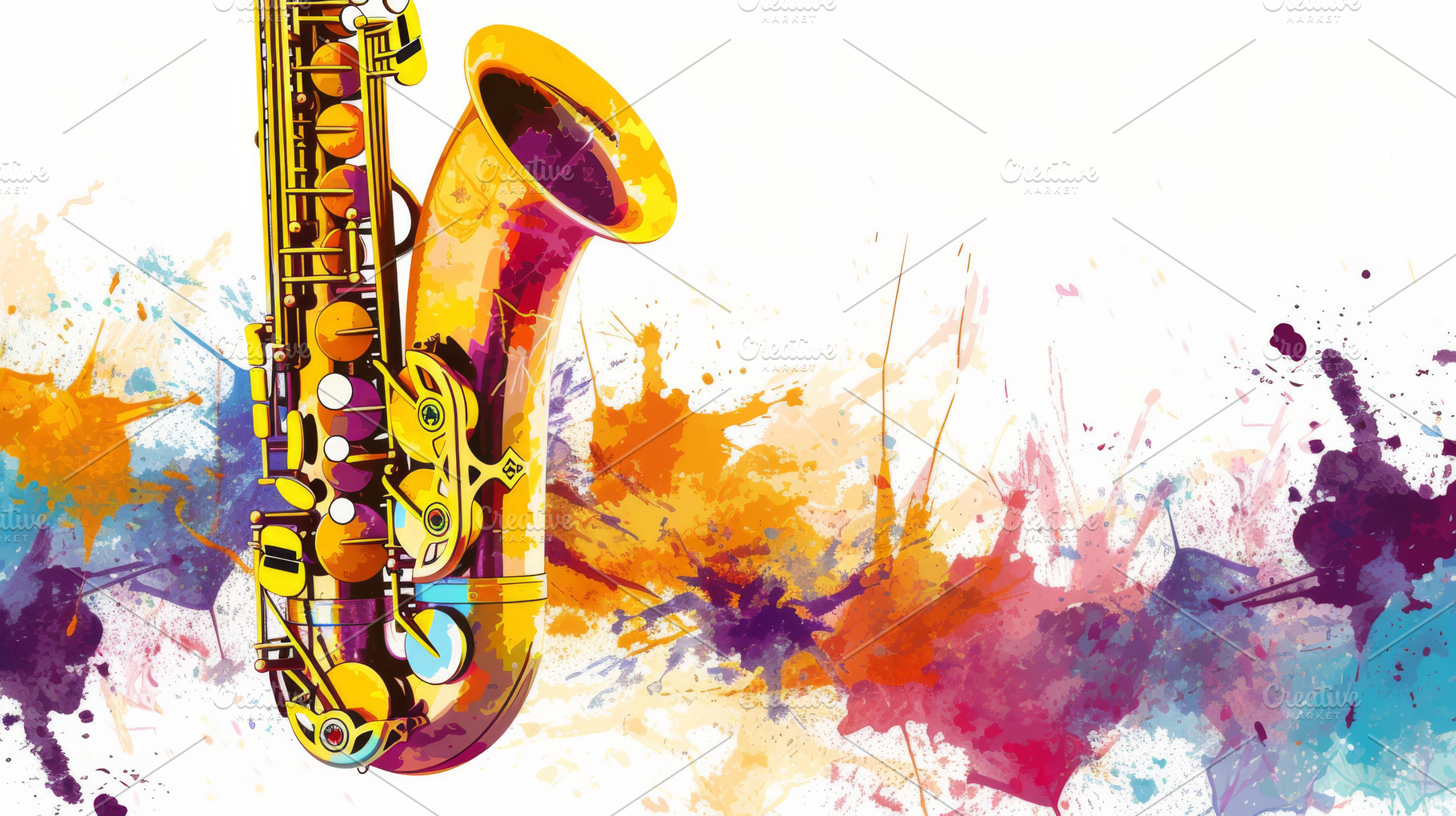 A saxophone bursts with vibrant, col, an Arts & Entertainment Photo by Mashimara