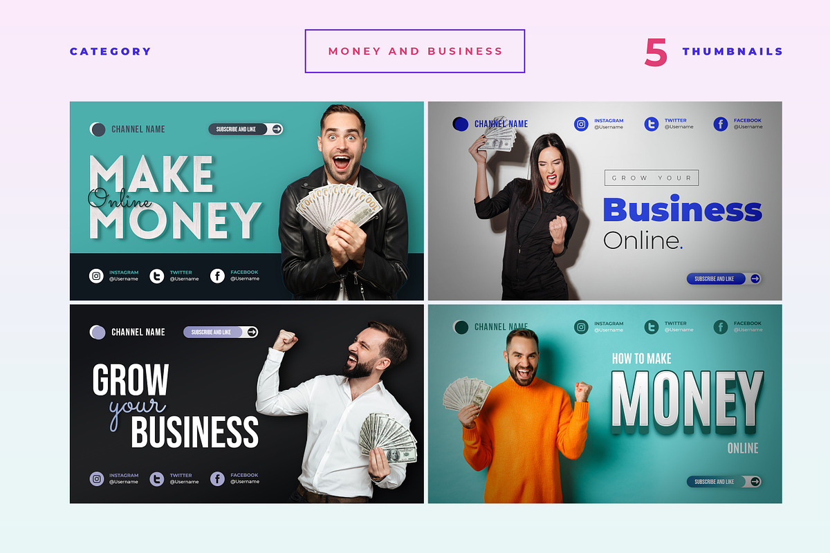 Youtube Thumbnail Bundle (50 PSD), a Social Media Template by Catkie - Digital Art (Photo 8 of 15)