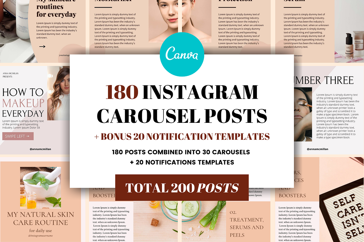 180 Instagram Carousel Bundle CANVA, a Social Media Template by bonadigitals (Photo 1 of 12)