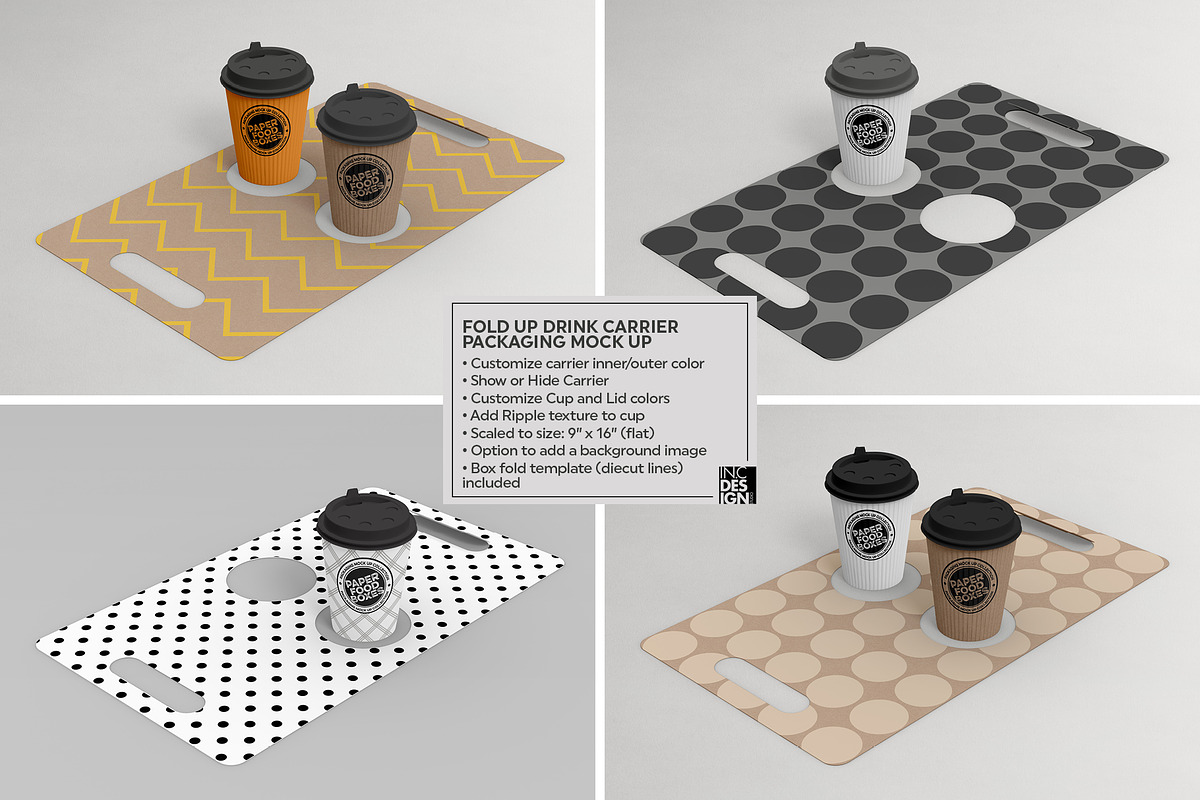 Fold Up Drink Carrier Mockup, a Cups & Container Mockup by INCDesign (Photo 6 of 9)