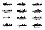 60 City Skyline Silhouettes Set 2, an Illustration by Booblgum (Thumbnail 2 of 9)