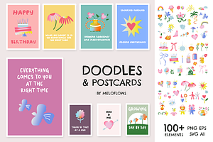 Doodles & Postcards - Love, Birthday