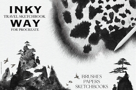 Inky Way Travel Procreate Sketchbook, a Brush Add-On by Liquid Amethyst Art