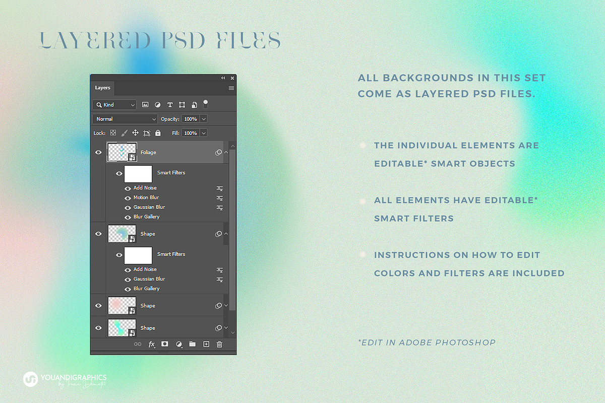 Colorful Grainy Gradient Backgrounds, a Texture Graphic by Youandigraphics (Photo 3 of 12)