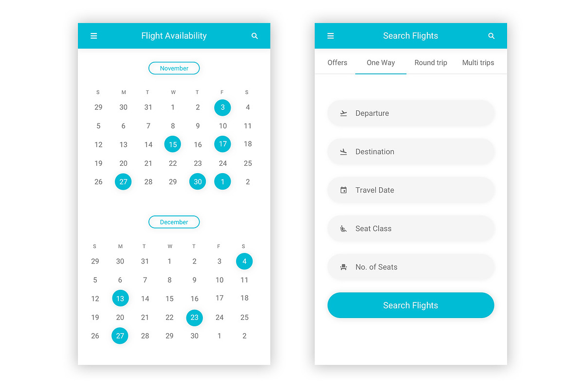 Travel & Flight Booking Psd App, an UI Kit Template by themelove (Photo 3 of 16)