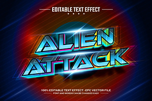 Alien Attack 3D Editable Text Effect