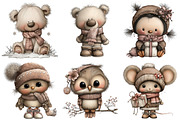 Cute Winter Animals Clipart, an Illustration by Craft Nest (Thumbnail 7 of 10)