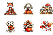 Watercolor autumn woodland clipart, a Seasonal Illustration by CreationArt (Thumbnail 3 of 5)