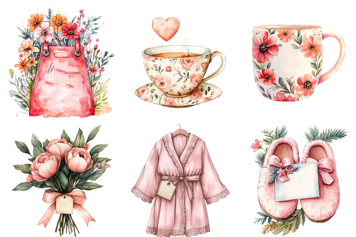 Blush Pink Mother's Day Clipart, an Illustration by Watercolor design (Photo 5 of 10)