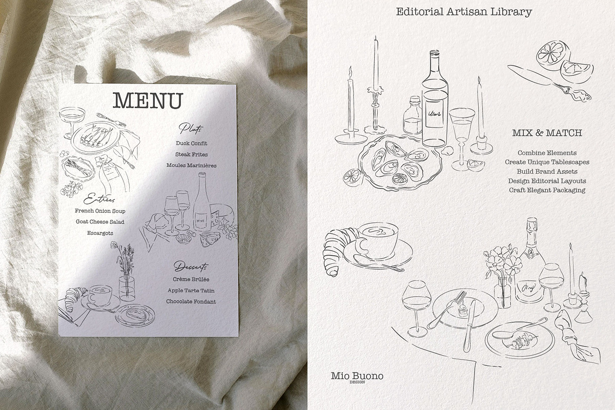 Editorial Tablescape Line Art, an Object Graphic by Mio Buono (Photo 5 of 17)