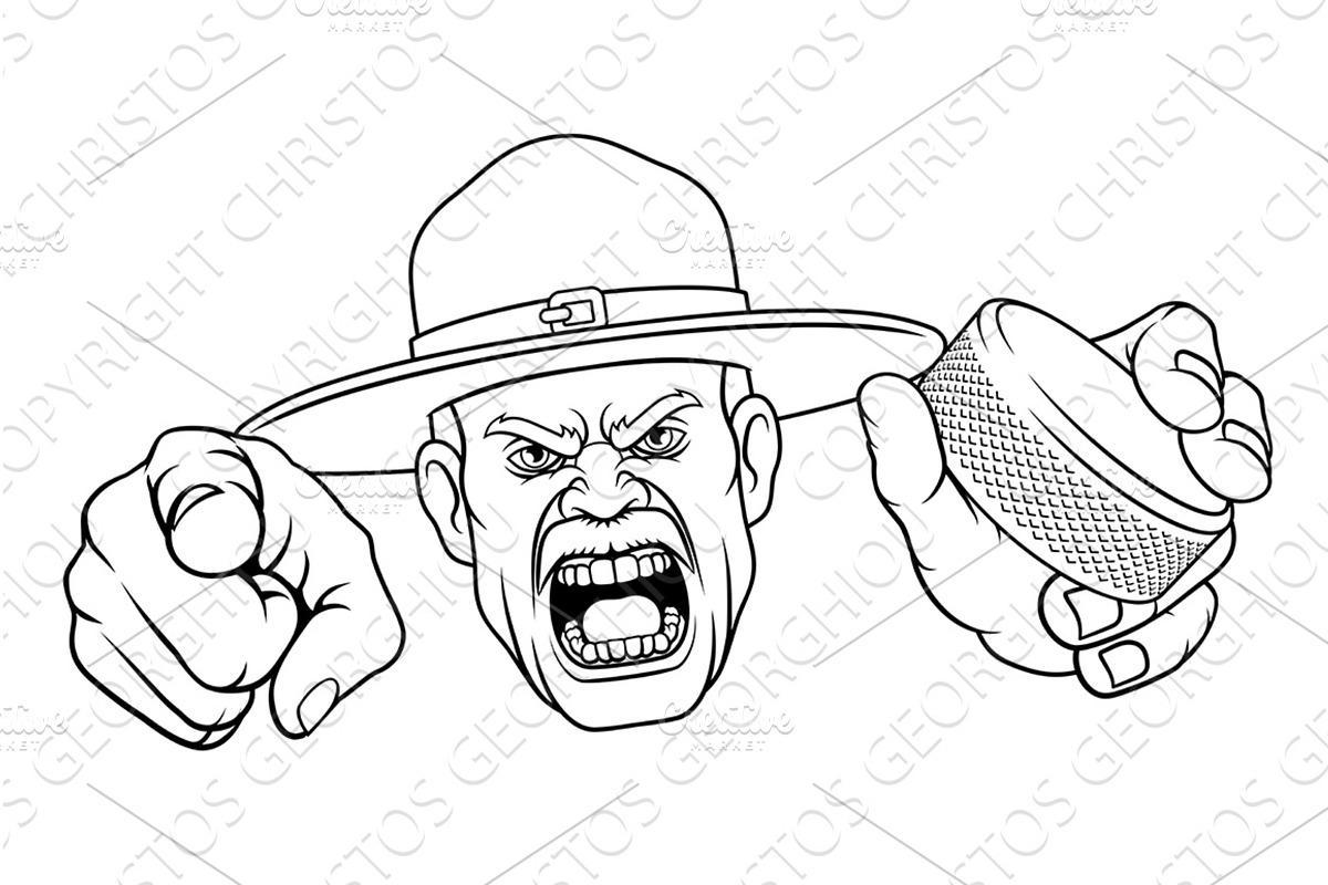 Drill Instructor Sergeant Ice Hockey, a Sport Illustration by Christos Georghiou