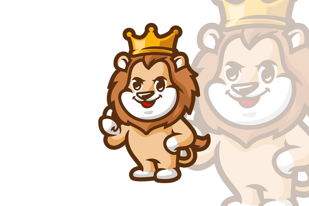 Cute Lion King Mascot Cartoon Logo., a Branding & Logo Template by VectorCraft