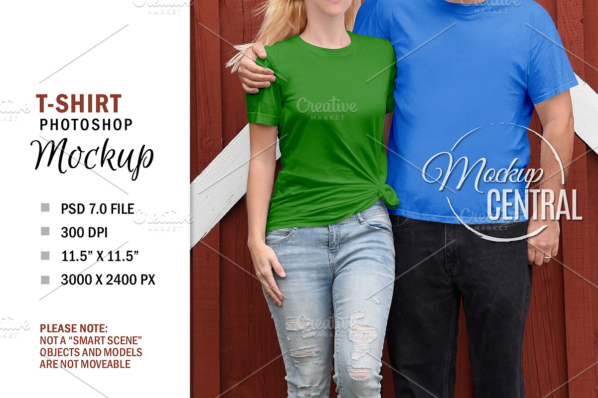 Couple T-Shirt Smart Object Mockup, a Shirt Mockup by HaywireMedia & Mockups (Photo 2 of 3)