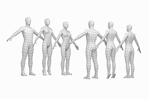 Male And Female Base Mesh In A-Pose