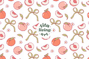 Peach Gingham Seamless Pattern, a Food Illustration by TitaLivingArt (Thumbnail 2 of 10)