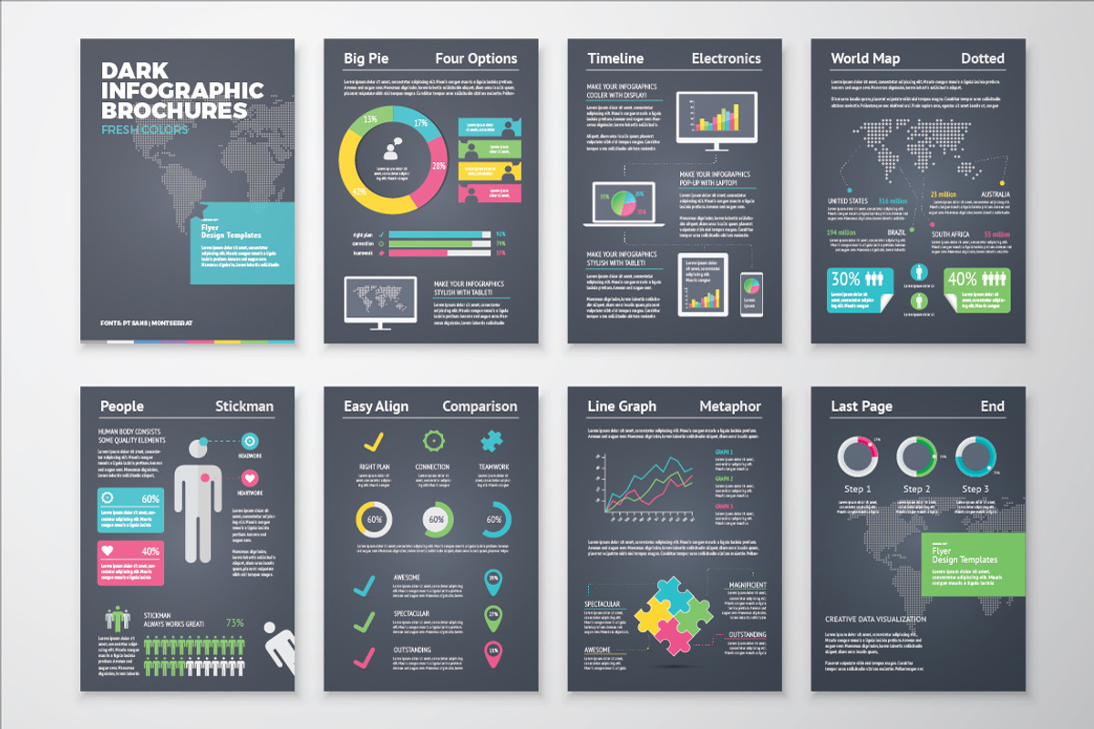 Infographic Brochure 1 Dark Version, a Work Illustration by Infographic Template Shop