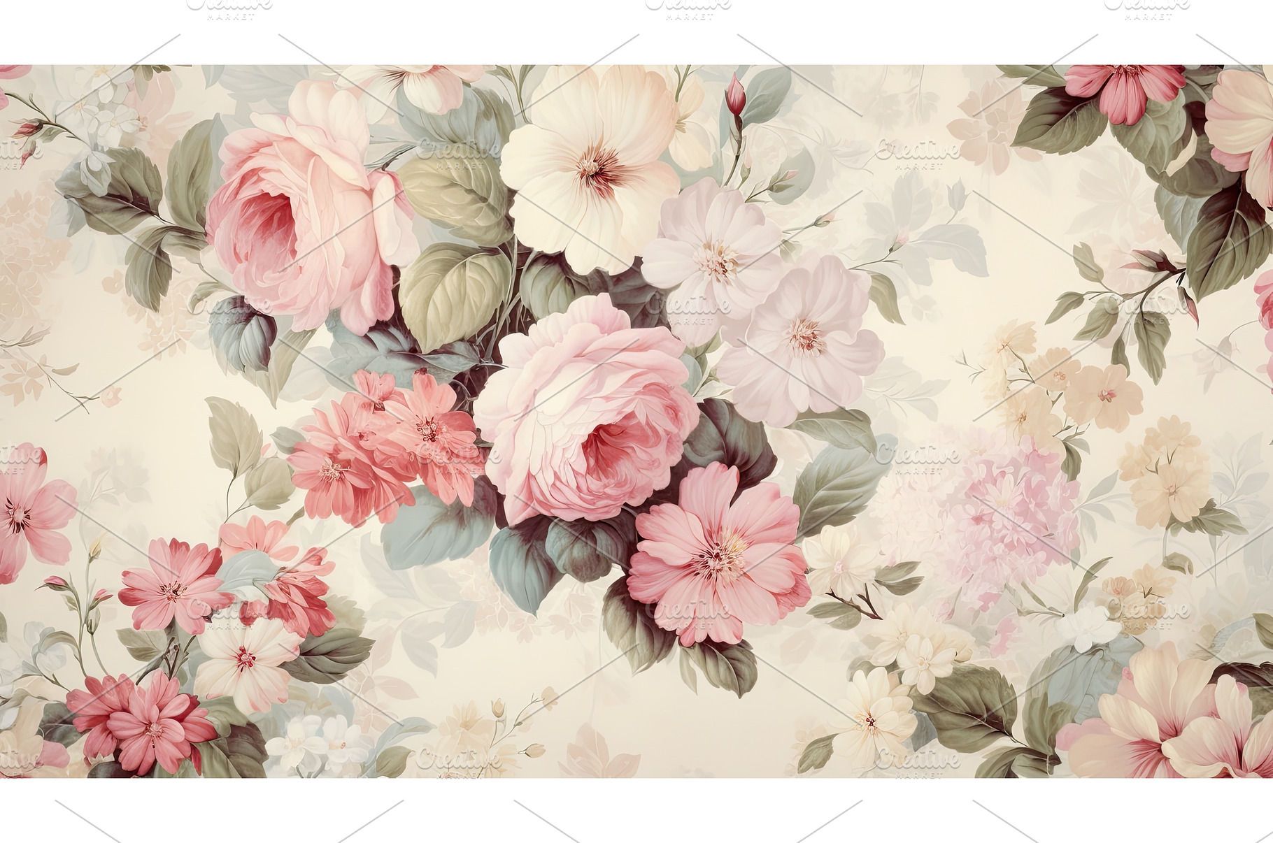 floral vintage flower wallpaper ai, a Nature Photo by pikepicture