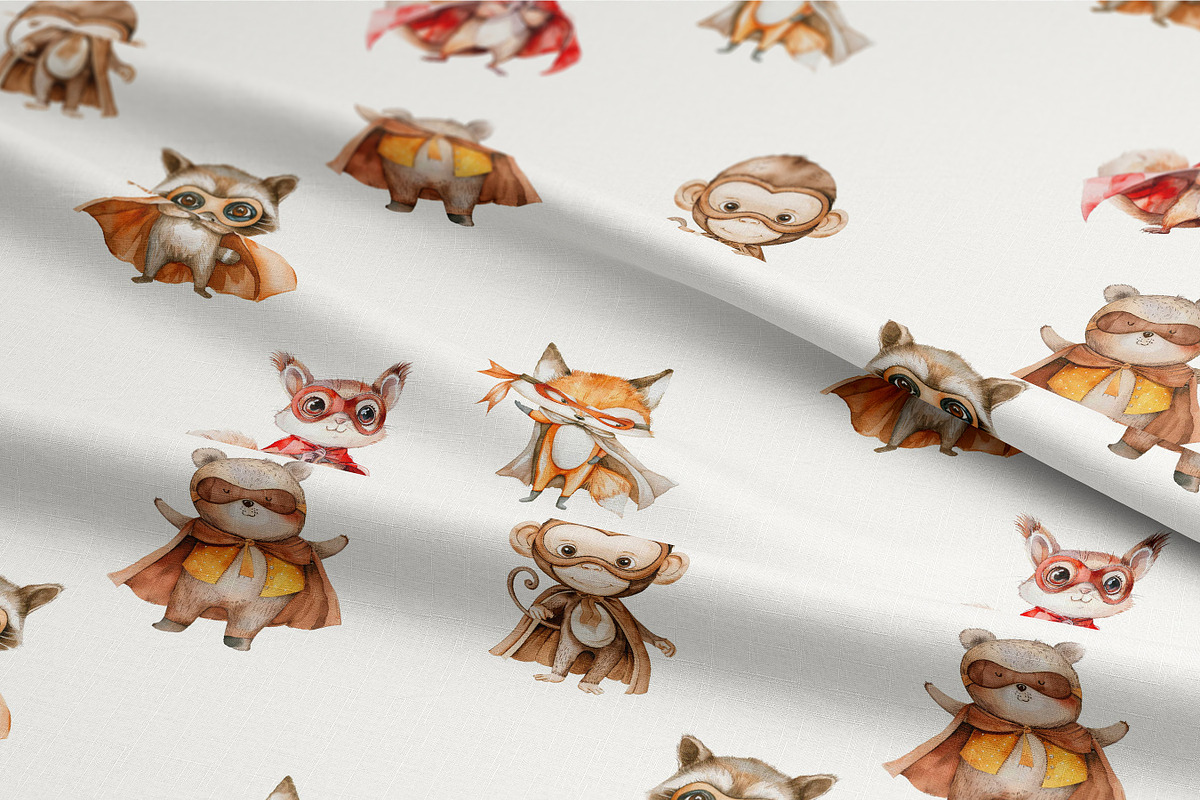Watercolor Superhero Clipart Set, an Animal Illustration by Pati Paints (Photo 9 of 9)