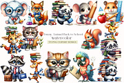 Funny Animal Back to School Clipart, an Illustration by DreamArtGraphic (Thumbnail 4 of 4)