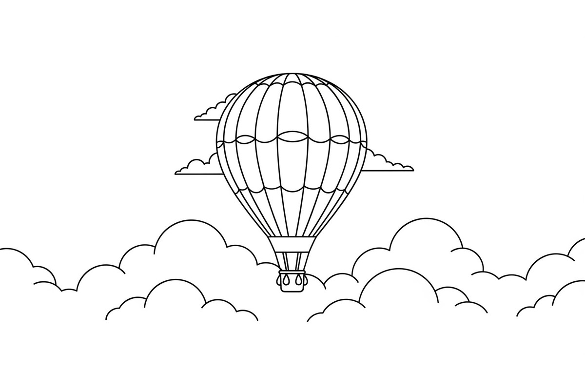 Hot Air Balloon Cloud Line Art bundl, an Illustration by Designer_Momina (Photo 39 of 51)