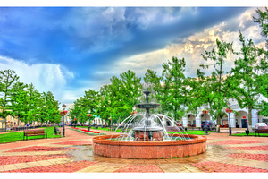 Fountain on Soviet Square in the old town of Kostroma, Russia, an Architecture Photo by Leonid Andronov