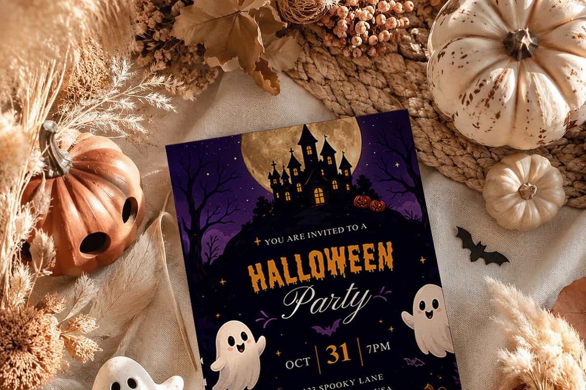 Cute Ghost Halloween Invitation, an Invitation Template by Arslan (Photo 5 of 5)