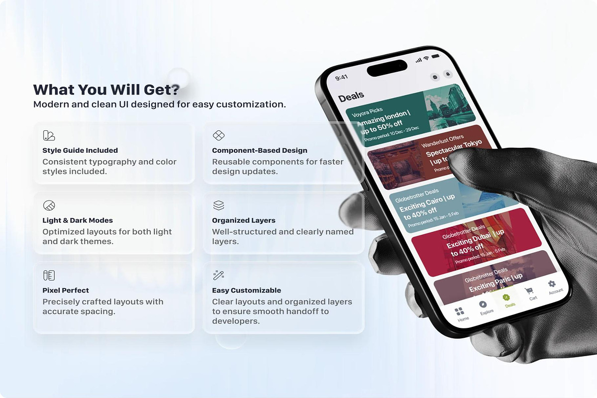 Voyage Ultimate Travel Booking App, an UI Kit Template by Creative Perspective (Photo 2 of 8)