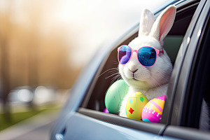 An Easter Bunny wearing stylish sung, a Photo by Iftikhar Alam