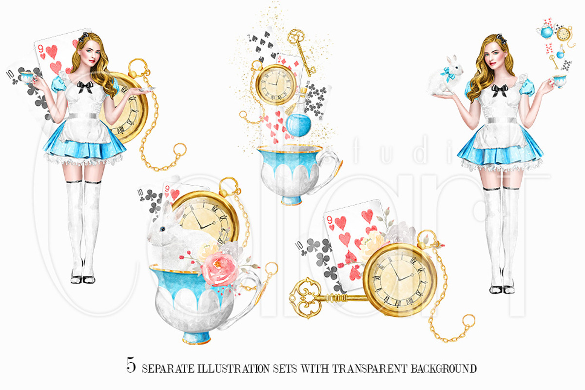 Alice in Wonderland Clipart, an Illustration by Collart Studio (Photo 3 of 5)