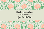 Peony Baby Carriage Seamless Pattern, a Pattern Graphic by Little Creative Scribbles (Thumbnail 1 of 7)
