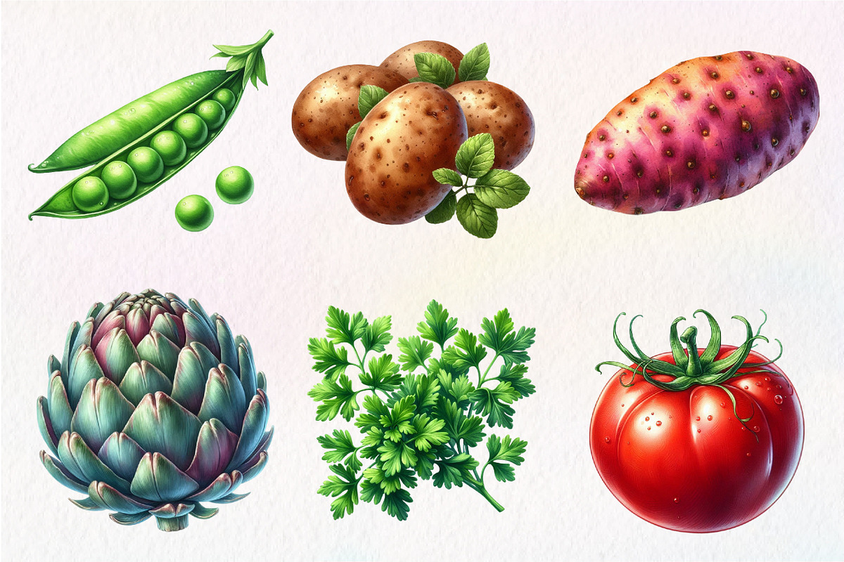 Watercolor Farm Vegetables Clipart, an Illustration by Dream Creation (Photo 2 of 7)
