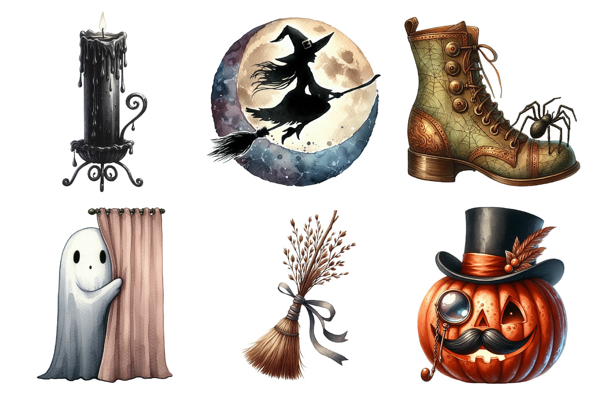 Watercolor Vintage Aesthetic Hallowe, an Illustration by Daily.Designs (Photo 2 of 5)