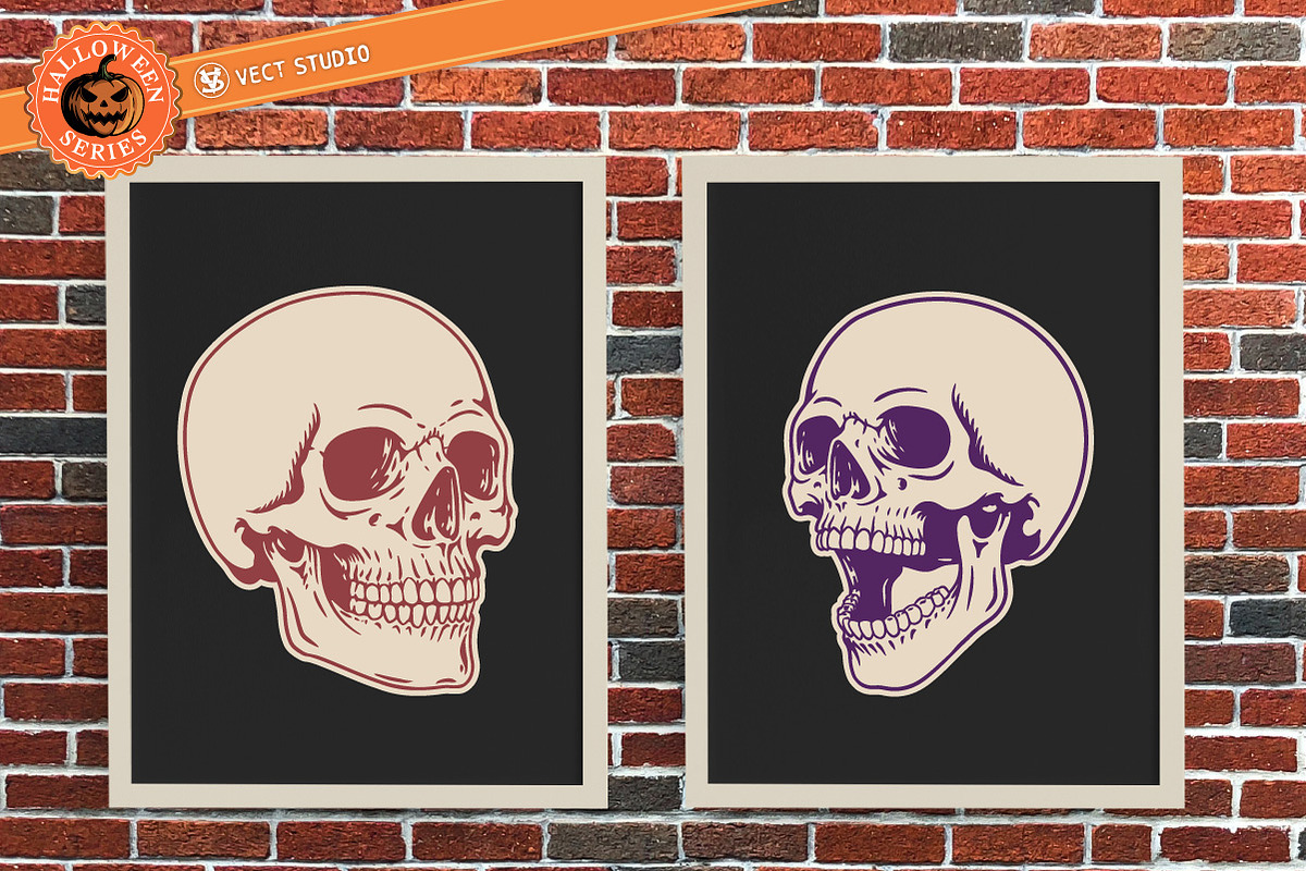 22 Halloween Skull Stamp Brushes, a Brush Add-On by vectstudio (Photo 7 of 10)