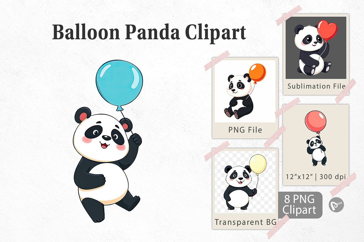 Balloon Panda Clipart, a Graphic by Artnoy (Photo 1 of 5)