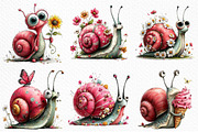 Whimsical Summer Snail Clipart, an Illustration by Craft Nest (Thumbnail 3 of 12)
