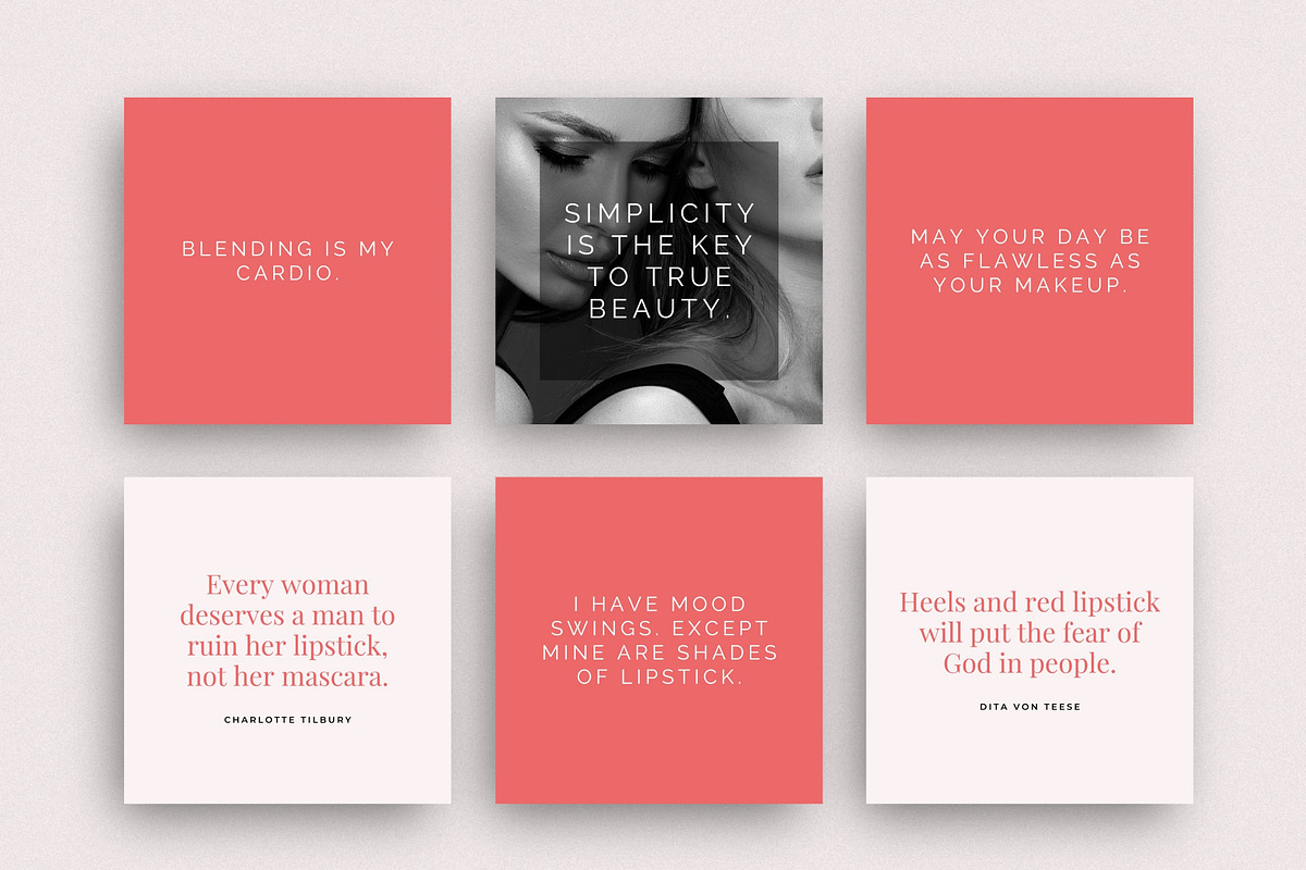Makeup Beauty Quote Templates Canva, a Social Media Template by DeeBeeDesign (Photo 5 of 9)