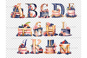 Birthday Cake Alphabet, a Decorative Illustration by GlamArtZhanna (Thumbnail 4 of 5)
