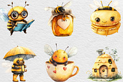 Kawaii Honey Bee Clipart Bundle, an Illustration by Black Bird Studio (Thumbnail 5 of 6)