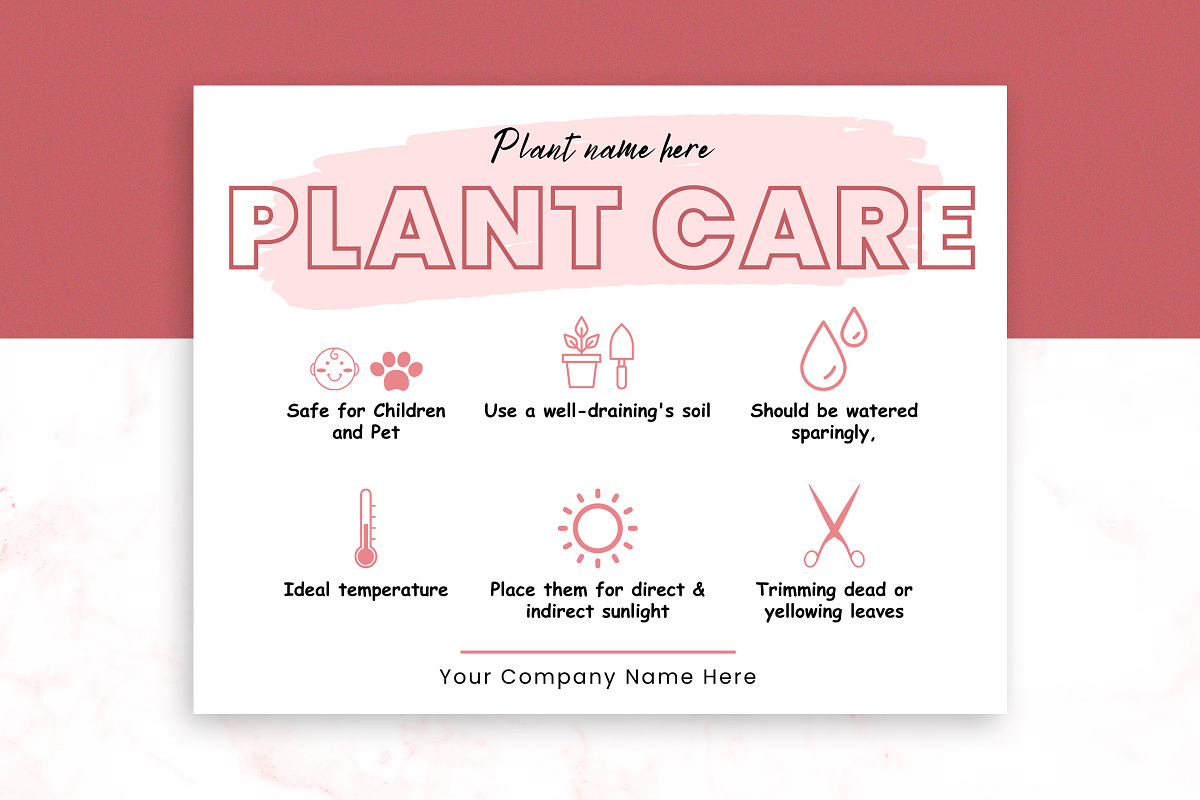 Plant Care Card Template, a Design Template by Snapybiz (Photo 2 of 9)