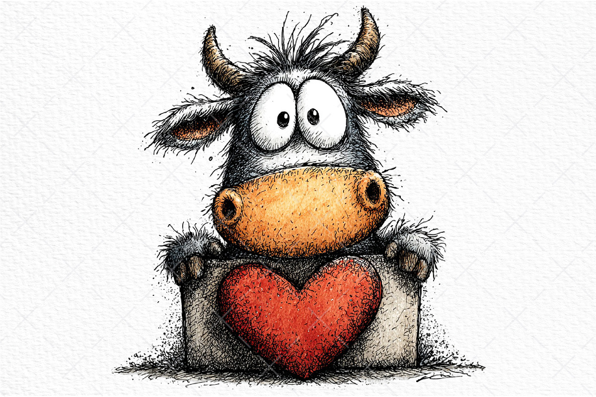 Funny Peeking Valentine Cow Clipart, an Illustration by Craft Nest (Photo 11 of 11)