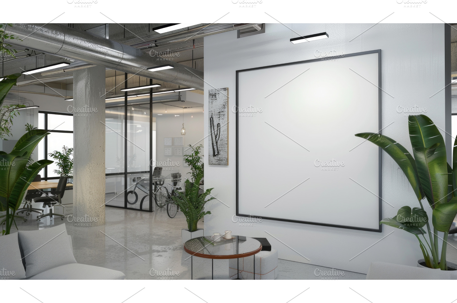 Modern office interior with a blank, a Nature Photo by Neirfy